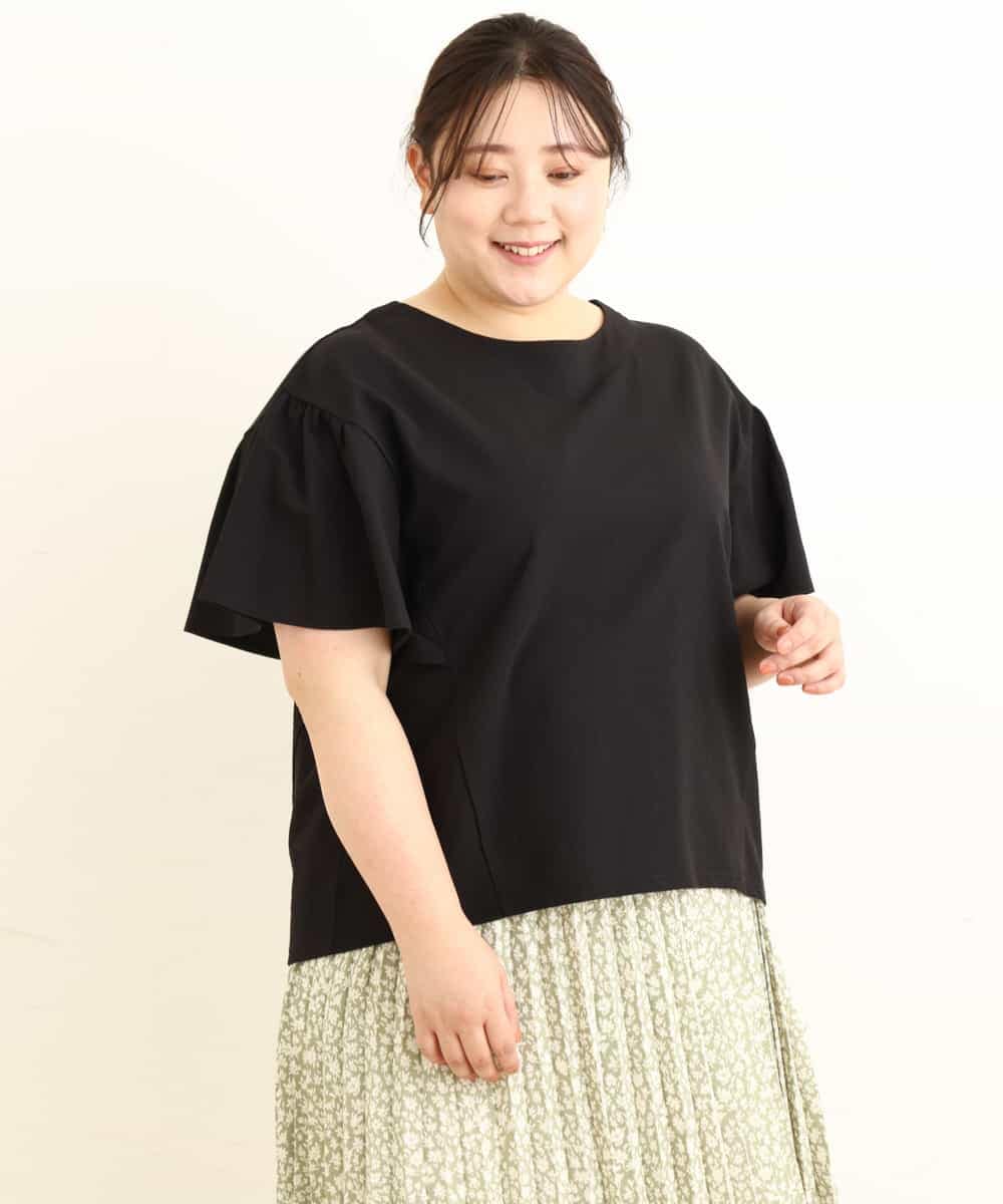 OLKFP23070 eur3(エウルキューブ) 【大きいサイズ】袖フレアトップス ブラック(94)（WEB限定カラー）