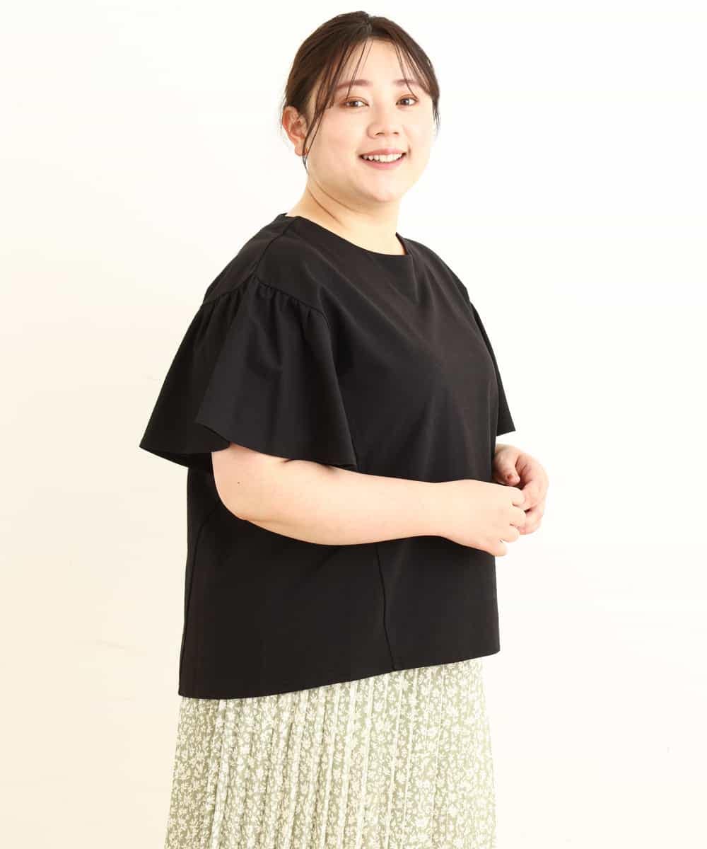 OLKFP23070 eur3(エウルキューブ) 【大きいサイズ】袖フレアトップス ブラック(94)（WEB限定カラー）