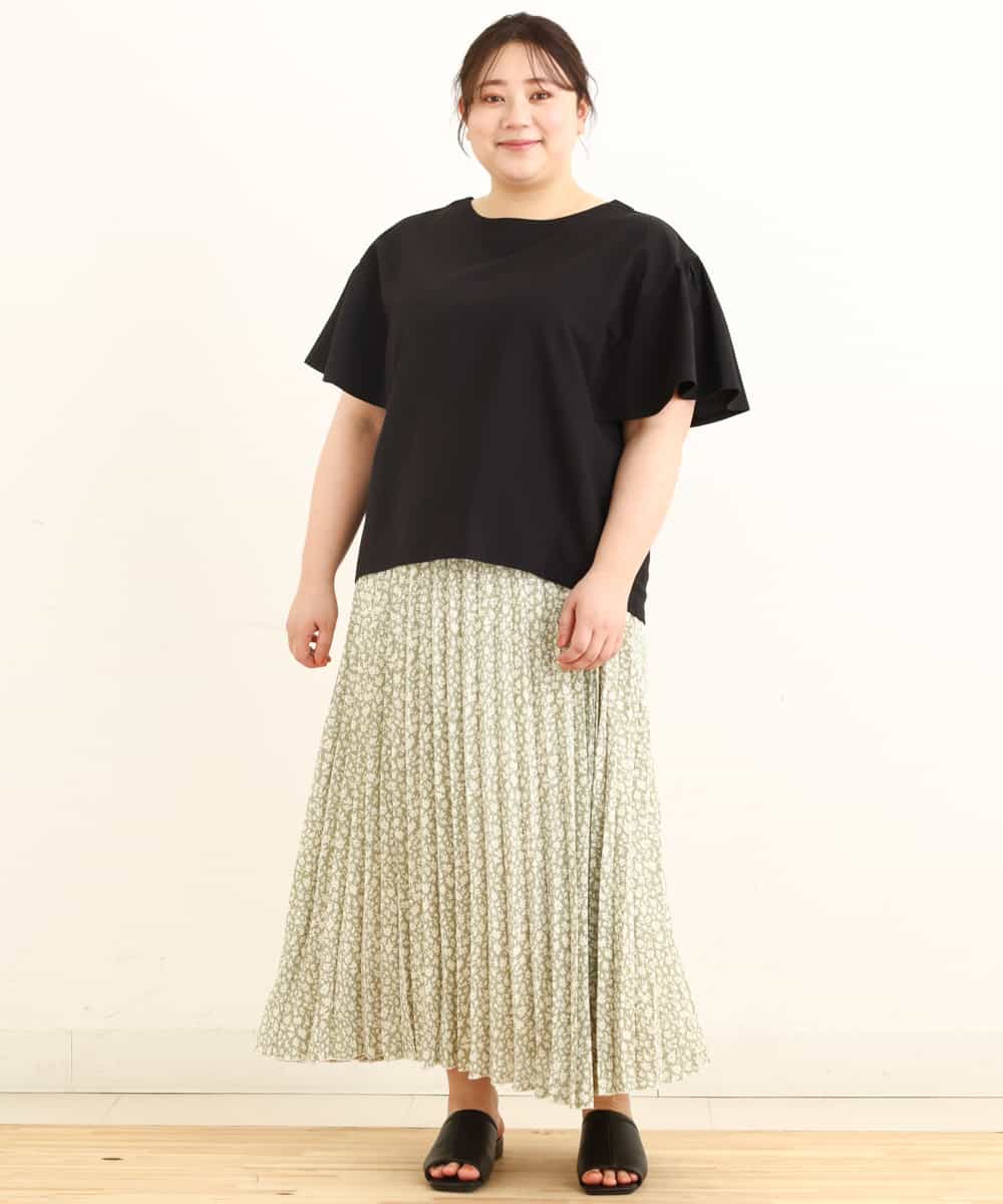 OLKFP23070 eur3(エウルキューブ) 【大きいサイズ】袖フレアトップス ブラック(94)（WEB限定カラー）