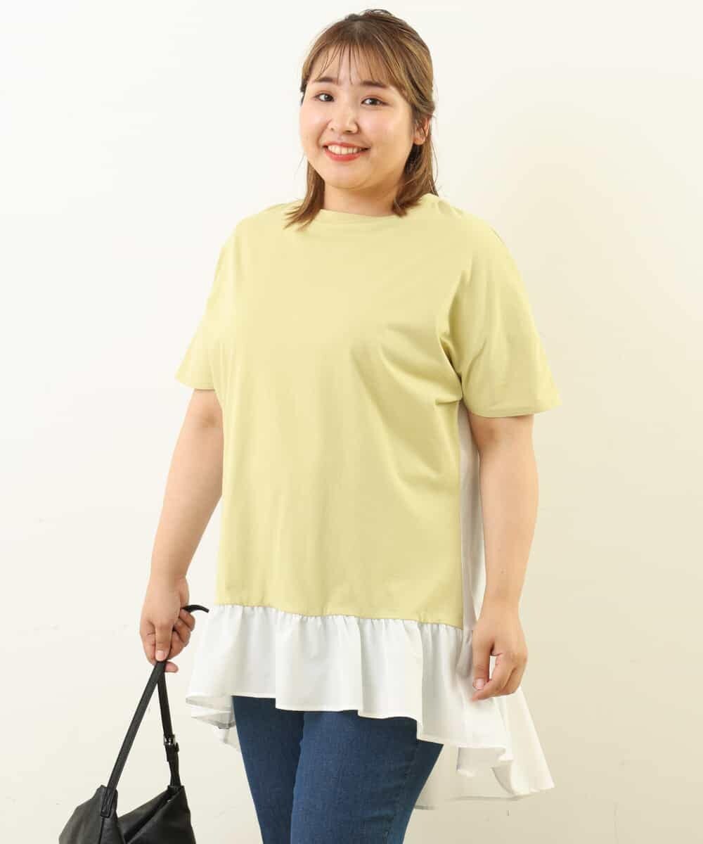 OLKFP43080 eur3(エウルキューブ) 【大きいサイズ/11号サイズあり】重ね着風すそギャザーチュニック イエロー(25)