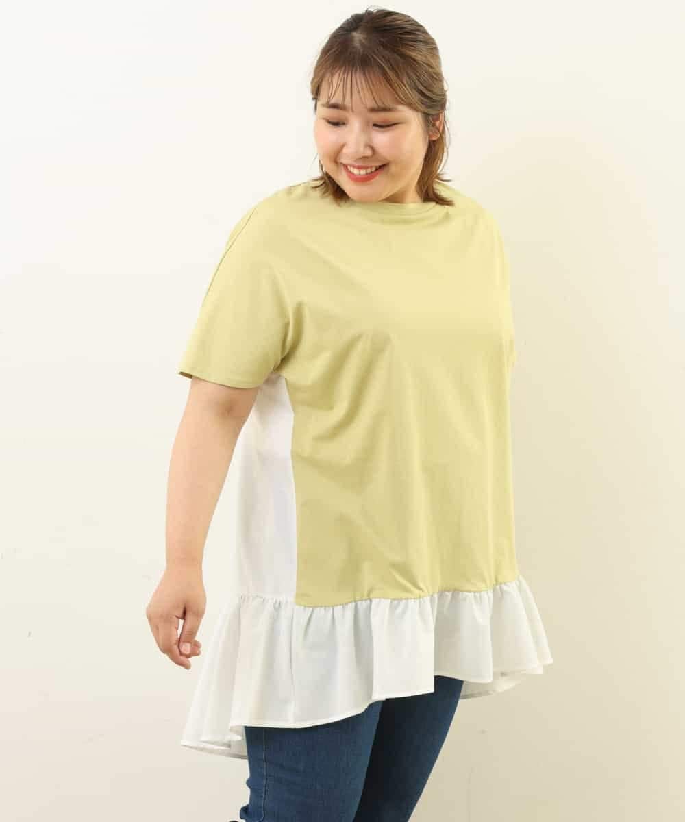OLKFP43080 eur3(エウルキューブ) 【大きいサイズ/11号サイズあり】重ね着風すそギャザーチュニック イエロー(25)