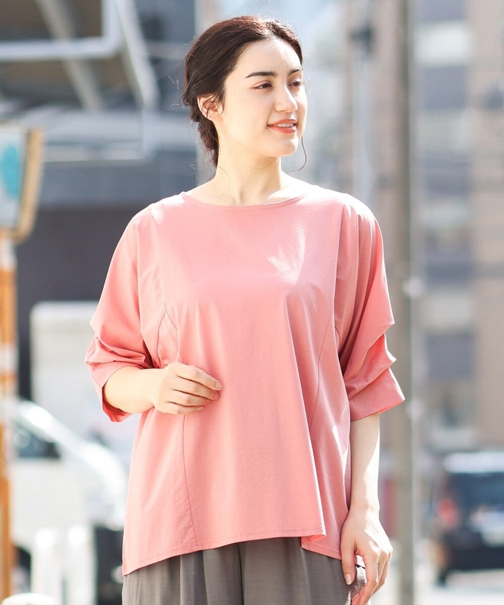 OLKFS08070 eur3(エウルキューブ) 【大きいサイズ】ホイップスリーブカットソー ピンク(01)