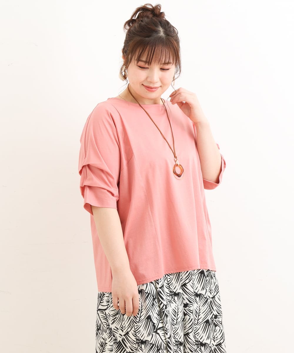 OLKFS08070 eur3(エウルキューブ) 【大きいサイズ】ホイップスリーブカットソー ピンク(01)