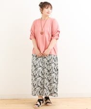 OLKFS08070 eur3(エウルキューブ) 【大きいサイズ】ホイップスリーブカットソー ピンク(01)