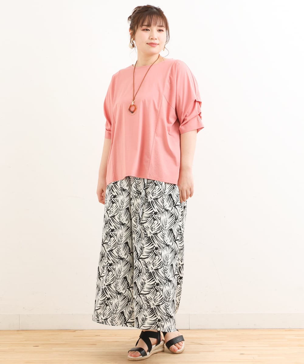 OLKFS08070 eur3(エウルキューブ) 【大きいサイズ】ホイップスリーブカットソー ピンク(01)