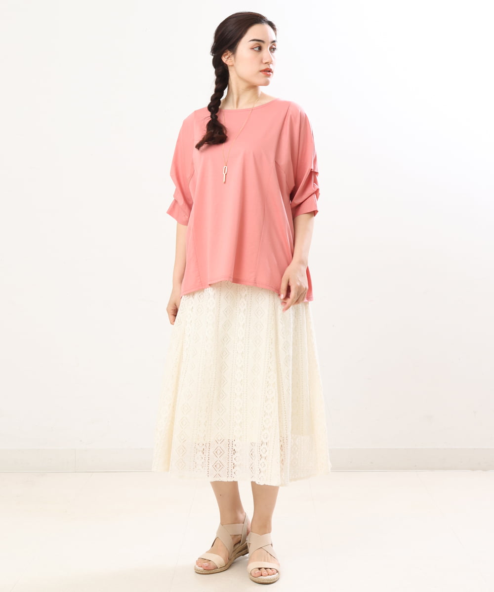 OLKFS08070 eur3(エウルキューブ) 【大きいサイズ】ホイップスリーブカットソー ピンク(01)