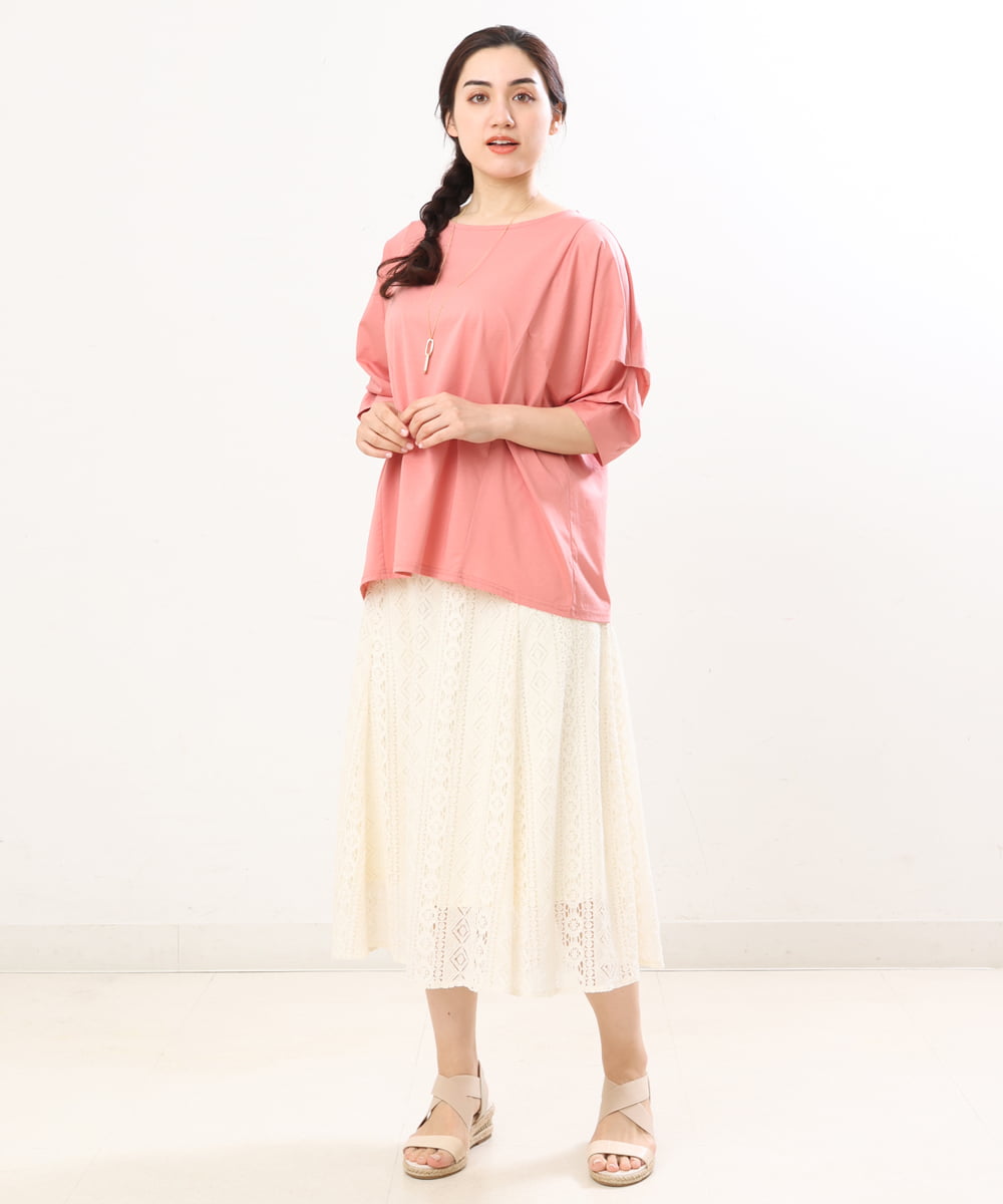 OLKFS08070 eur3(エウルキューブ) 【大きいサイズ】ホイップスリーブカットソー ピンク(01)