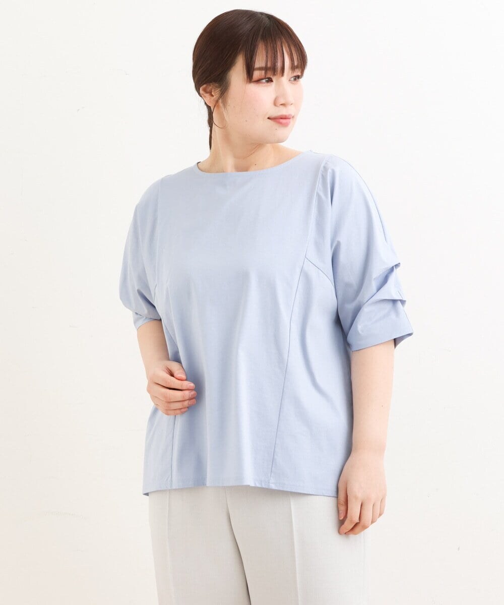 OLKFS08070 eur3(エウルキューブ) 【大きいサイズ】ホイップスリーブカットソー ライトブルー(50)