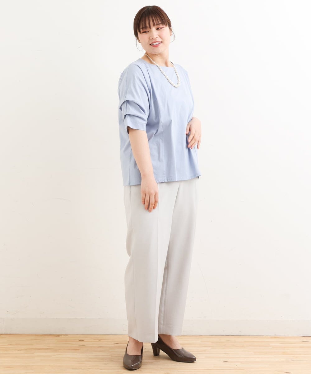 OLKFS08070 eur3(エウルキューブ) 【大きいサイズ】ホイップスリーブカットソー ライトブルー(50)