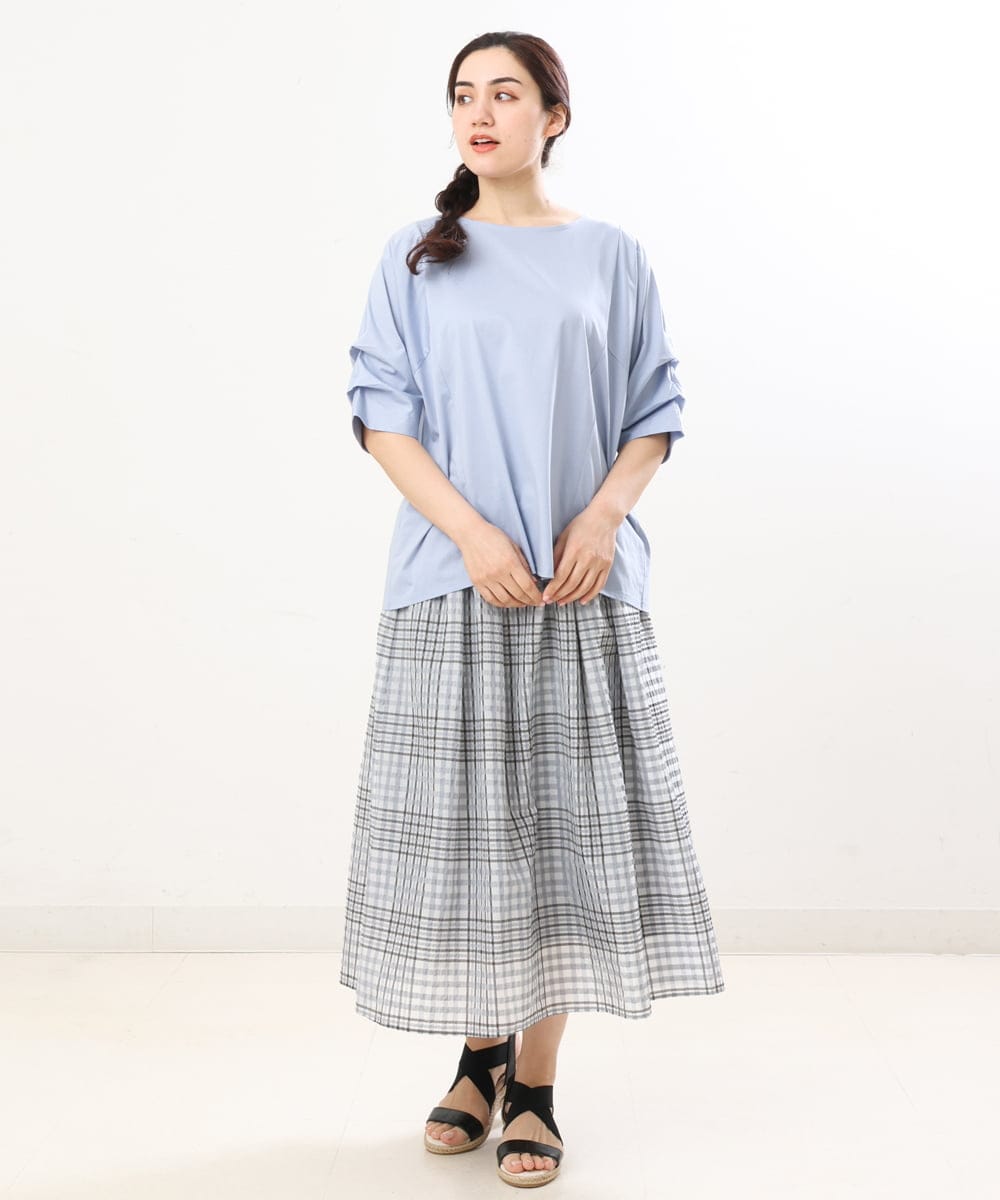 OLKFS08070 eur3(エウルキューブ) 【大きいサイズ】ホイップスリーブカットソー ライトブルー(50)