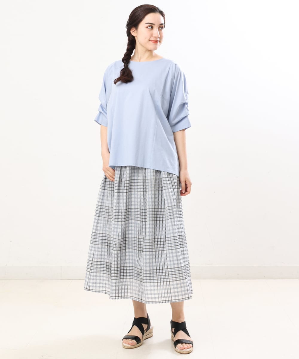 OLKFS08070 eur3(エウルキューブ) 【大きいサイズ】ホイップスリーブカットソー ライトブルー(50)