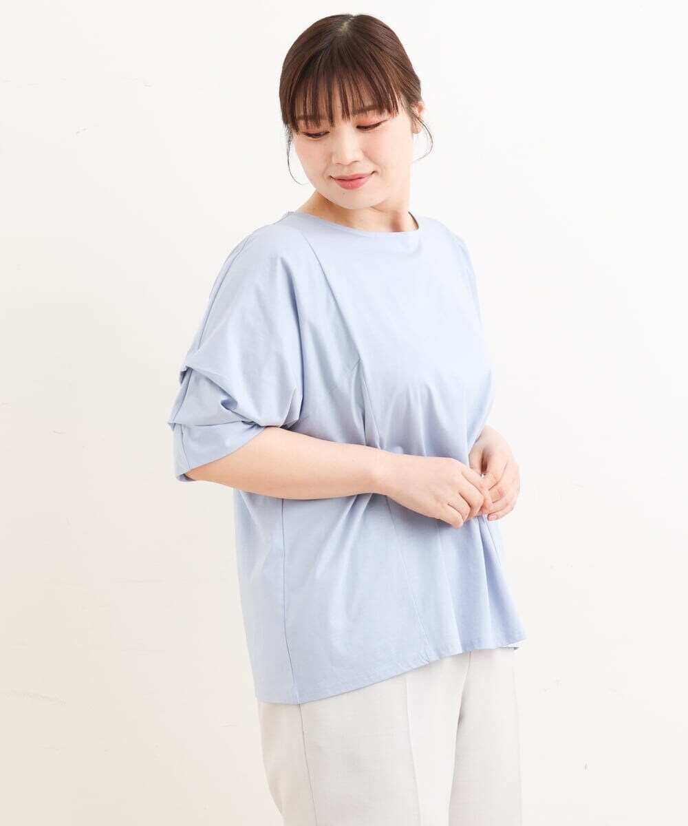OLKFS08070 eur3(エウルキューブ) 【大きいサイズ】ホイップスリーブカットソー ライトブルー(50)