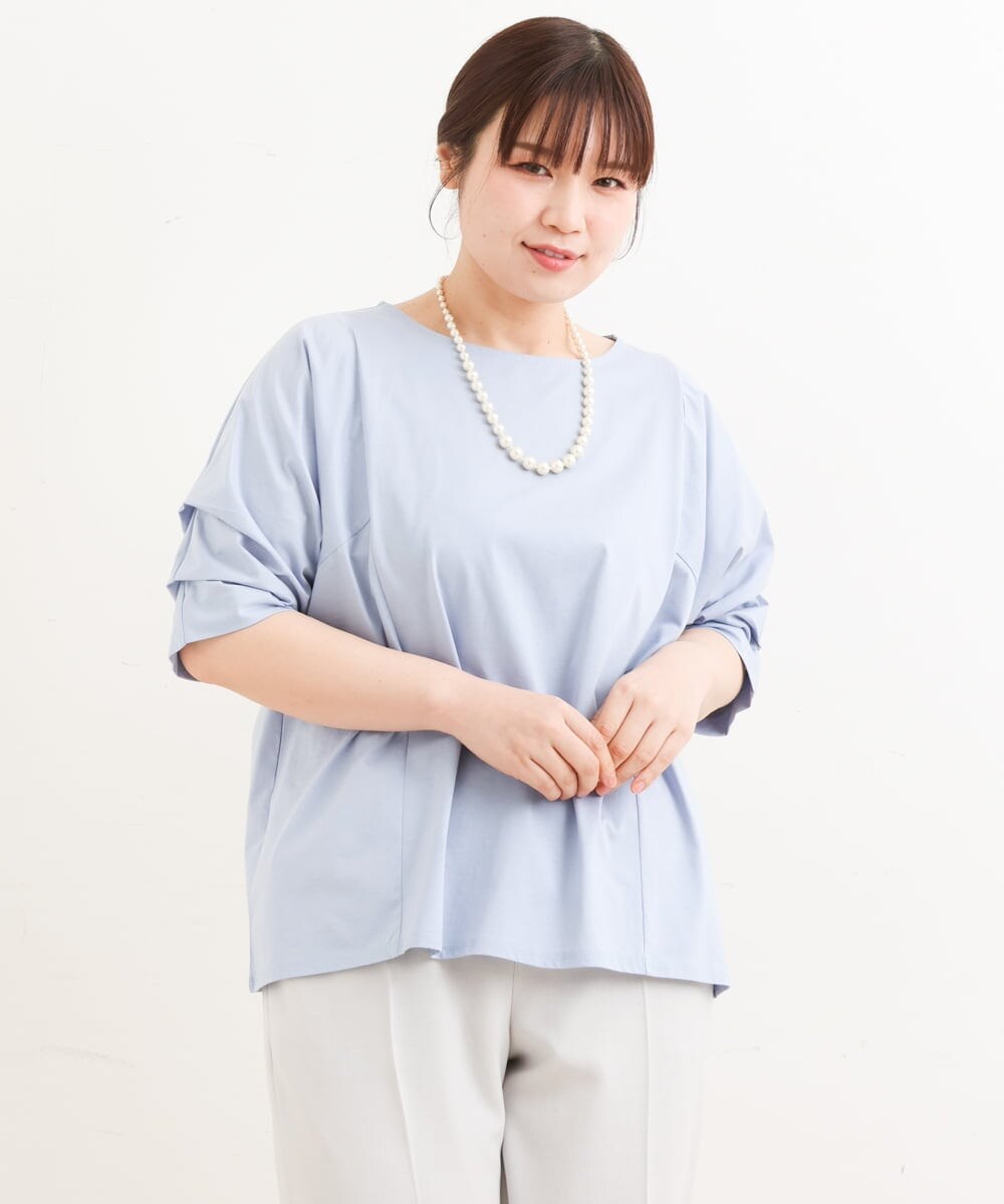 OLKFS08070 eur3(エウルキューブ) 【大きいサイズ】ホイップスリーブカットソー ライトブルー(50)