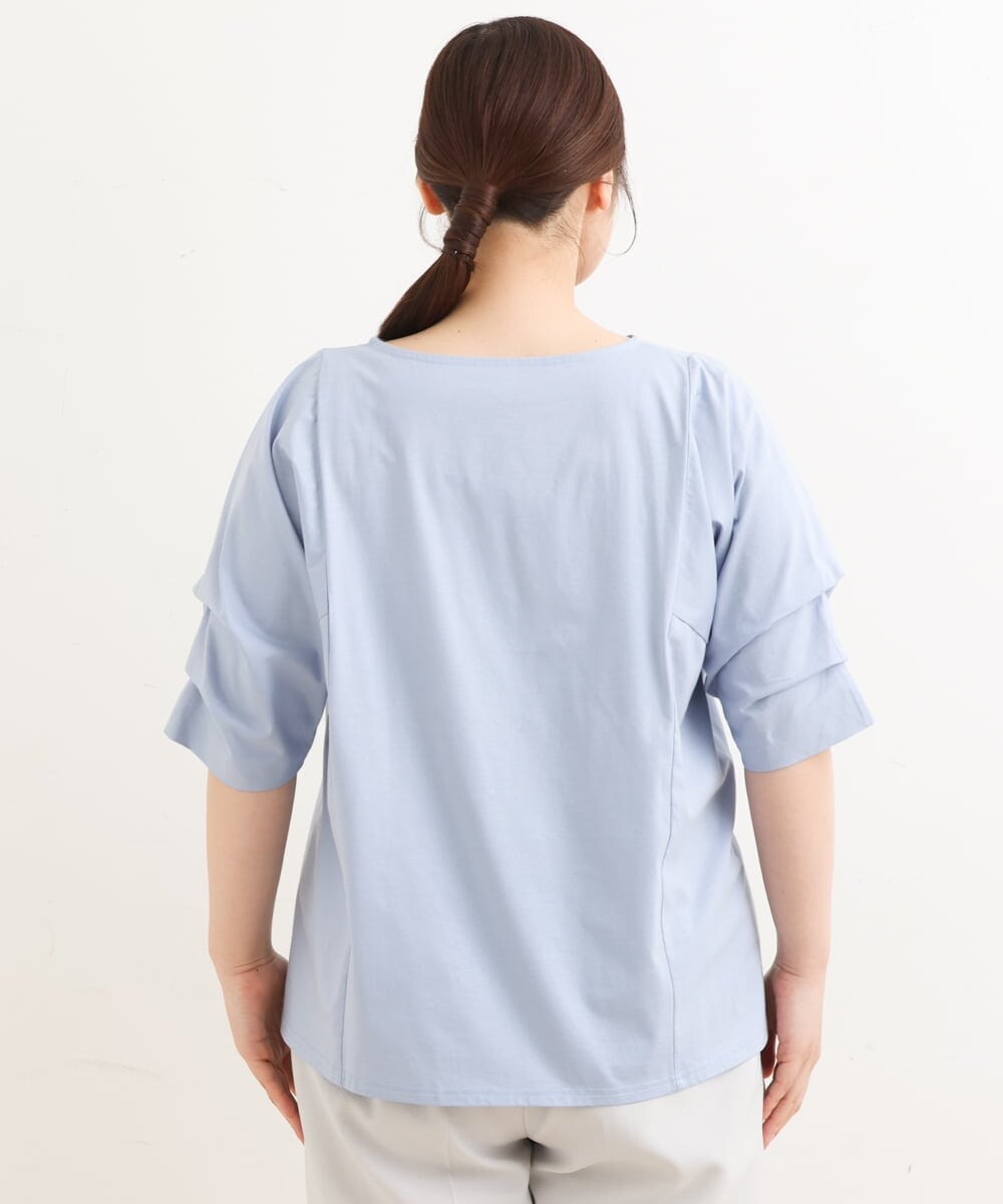 OLKFS08070 eur3(エウルキューブ) 【大きいサイズ】ホイップスリーブカットソー ライトブルー(50)