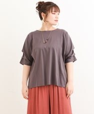 OLKFS08070 eur3(エウルキューブ) 【大きいサイズ】ホイップスリーブカットソー ダークグレー(93)