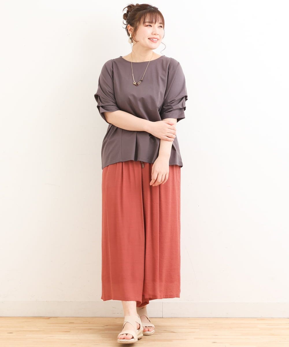 OLKFS08070 eur3(エウルキューブ) 【大きいサイズ】ホイップスリーブカットソー ダークグレー(93)