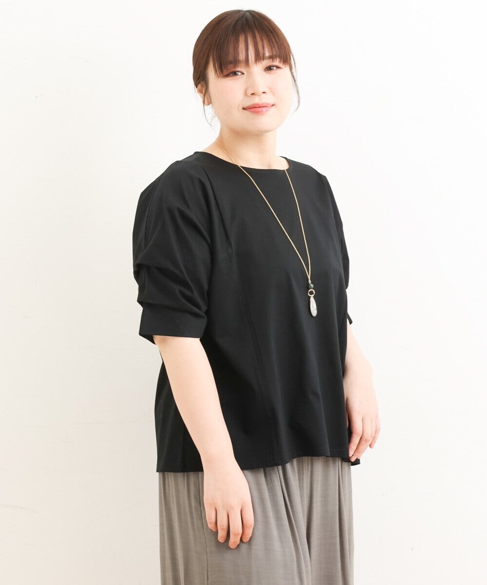 OLKFS08070 eur3(エウルキューブ) 【大きいサイズ】ホイップスリーブカットソー ブラック(94)