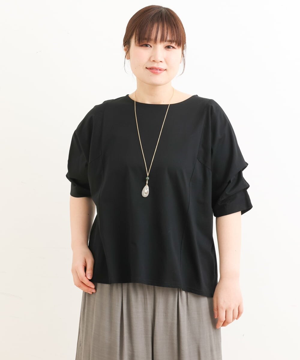OLKFS08070 eur3(エウルキューブ) 【大きいサイズ】ホイップスリーブカットソー ブラック(94)