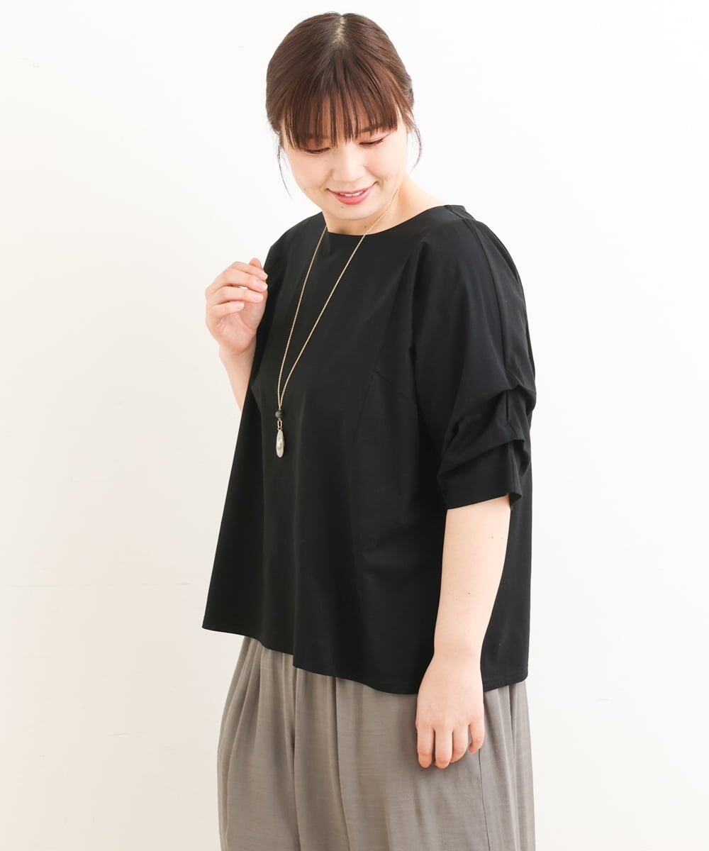 OLKFS08070 eur3(エウルキューブ) 【大きいサイズ】ホイップスリーブカットソー ブラック(94)