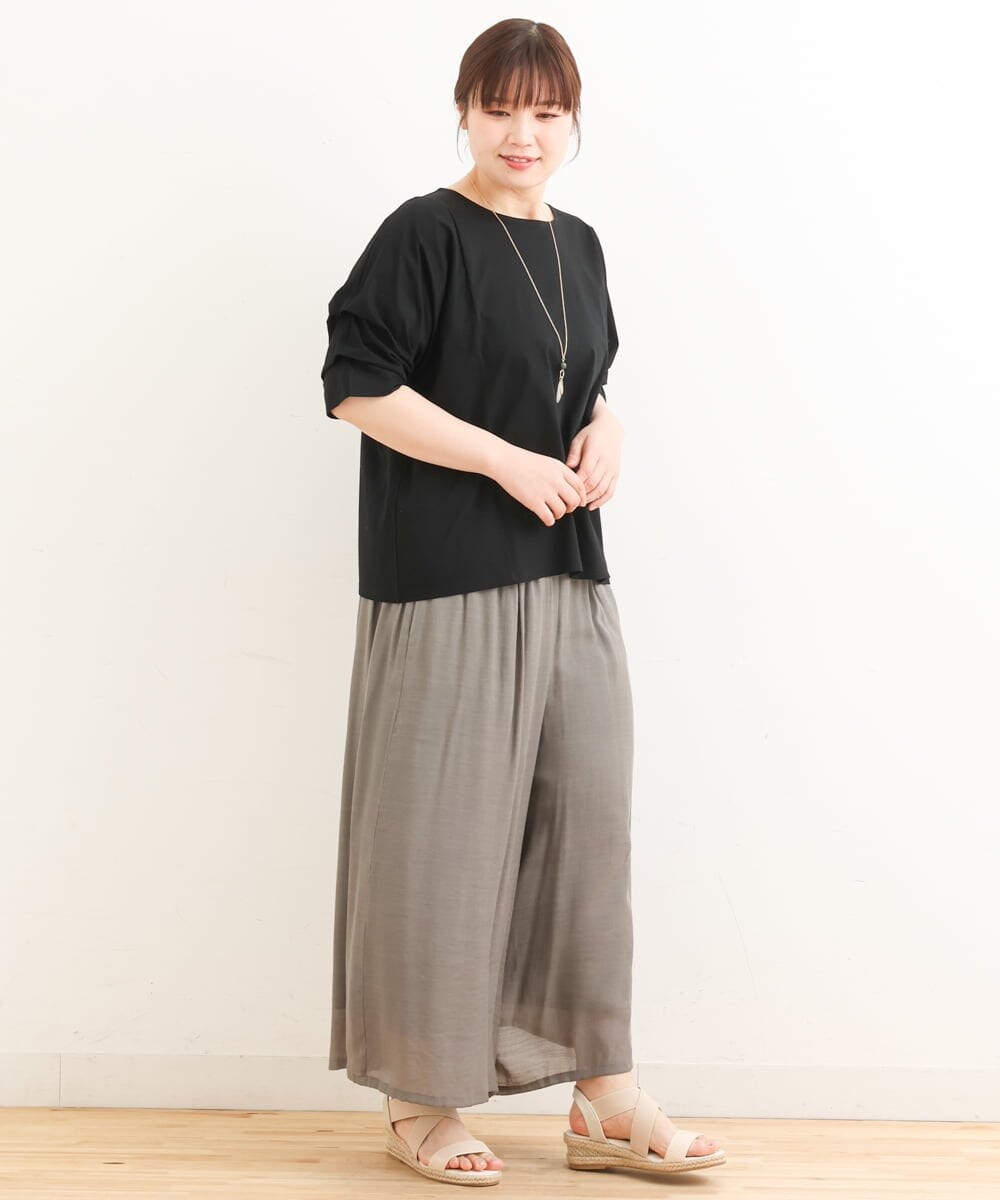 OLKFS08070 eur3(エウルキューブ) 【大きいサイズ】ホイップスリーブカットソー ブラック(94)