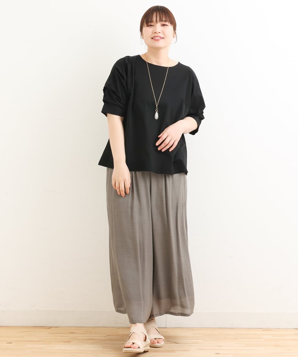 OLKFS08070 eur3(エウルキューブ) 【大きいサイズ】ホイップスリーブカットソー ブラック(94)