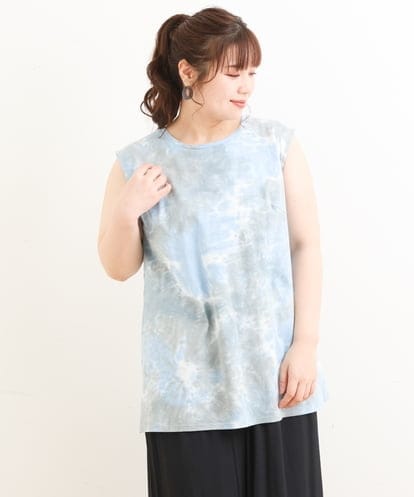 OLKFS14060 eur3 【雑誌掲載】【大きいサイズ】タイダイロング丈タンクトップ
