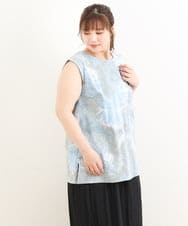 OLKFS14060 eur3(エウルキューブ) 【雑誌掲載】【大きいサイズ】タイダイロング丈タンクトップ ブルー(55)