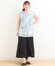 OLKFS14060 eur3(エウルキューブ) 【雑誌掲載】【大きいサイズ】タイダイロング丈タンクトップ ブルー(55)