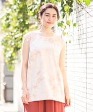 OLKFS14060 eur3(エウルキューブ) 【雑誌掲載】【大きいサイズ】タイダイロング丈タンクトップ ベージュ(82)