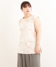 OLKFS14060 eur3(エウルキューブ) 【雑誌掲載】【大きいサイズ】タイダイロング丈タンクトップ ベージュ(82)