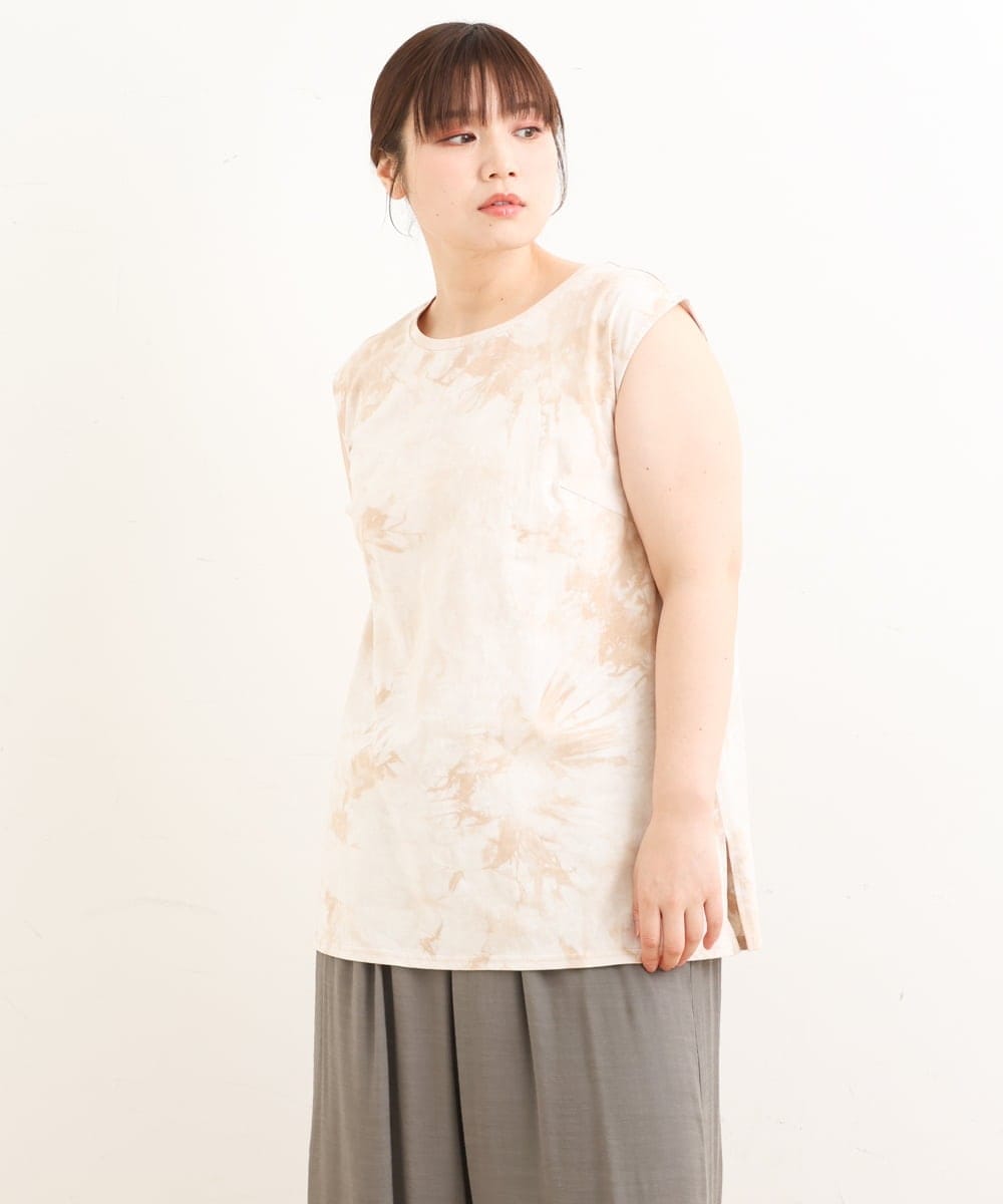 OLKFS14060 eur3(エウルキューブ) 【雑誌掲載】【大きいサイズ】タイダイロング丈タンクトップ ベージュ(82)