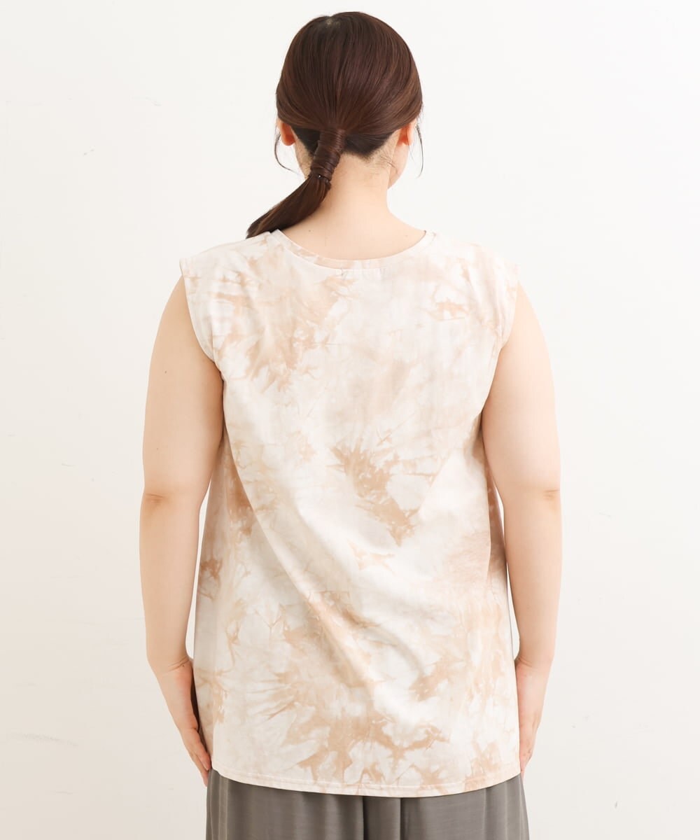 OLKFS14060 eur3(エウルキューブ) 【雑誌掲載】【大きいサイズ】タイダイロング丈タンクトップ ベージュ(82)