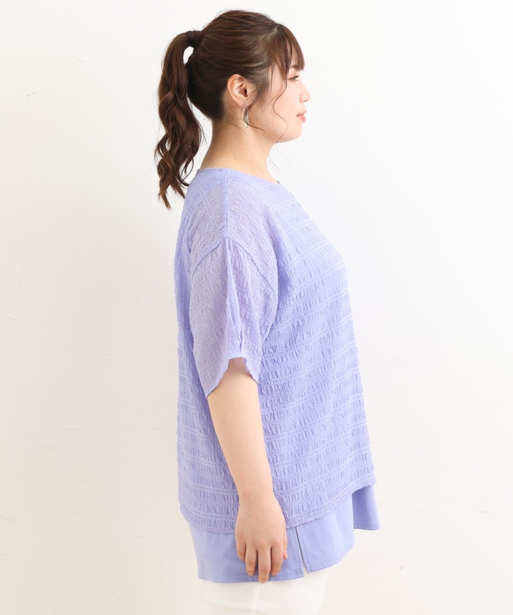 OLKFS15080 eur3(エウルキューブ) 【大きいサイズ/2点セット】シアートップス＆タンクトップセット ラベンダー(60)