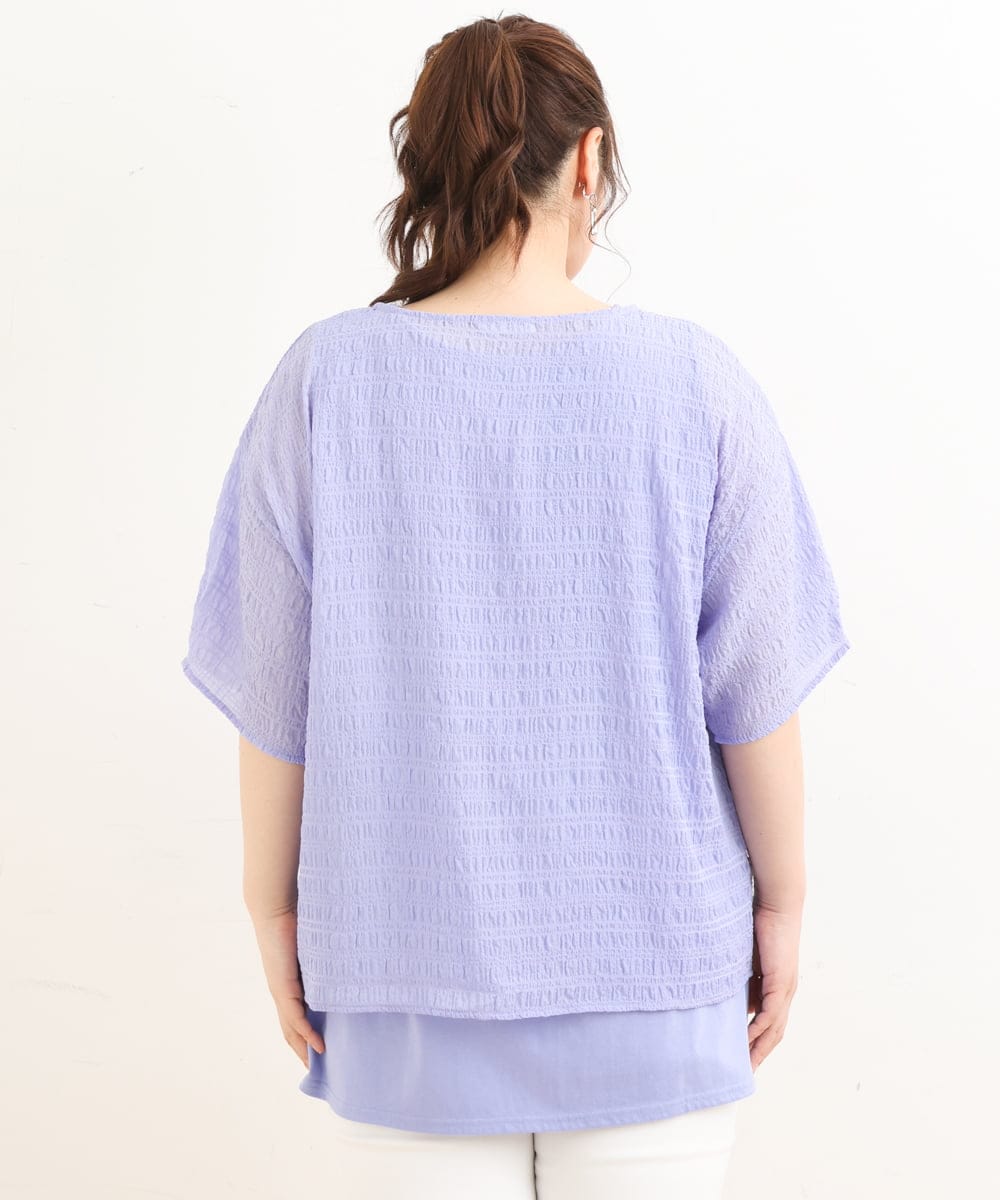 OLKFS15080 eur3(エウルキューブ) 【大きいサイズ/2点セット】シアートップス＆タンクトップセット ラベンダー(60)