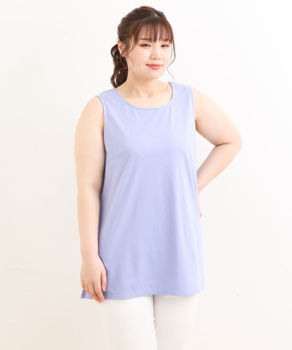 OLKFS15080 eur3(エウルキューブ) 【大きいサイズ/2点セット】シアートップス＆タンクトップセット ラベンダー(60)