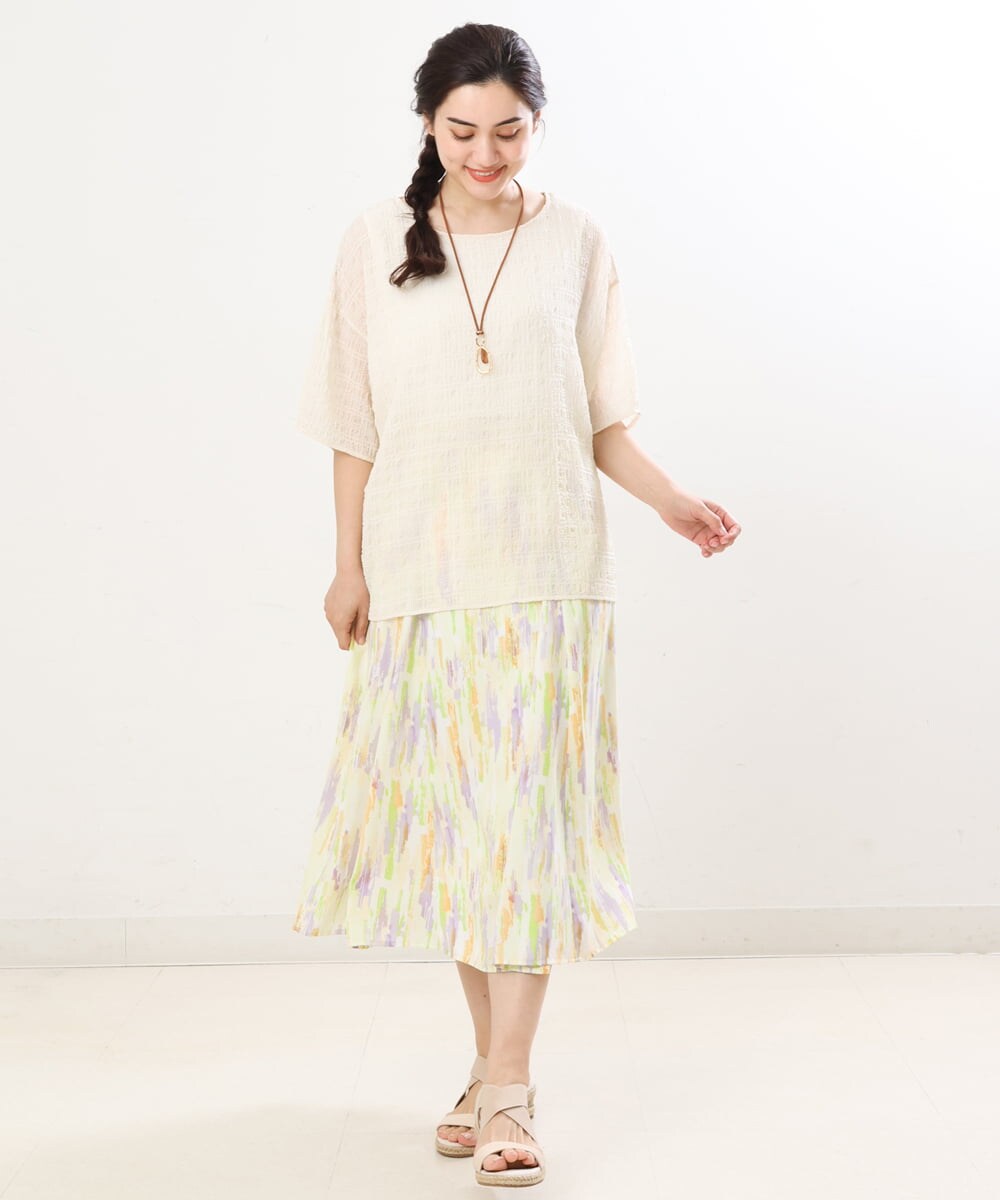 OLKFS15080 eur3(エウルキューブ) 【大きいサイズ/2点セット】シアートップス＆タンクトップセット アイボリー(80)