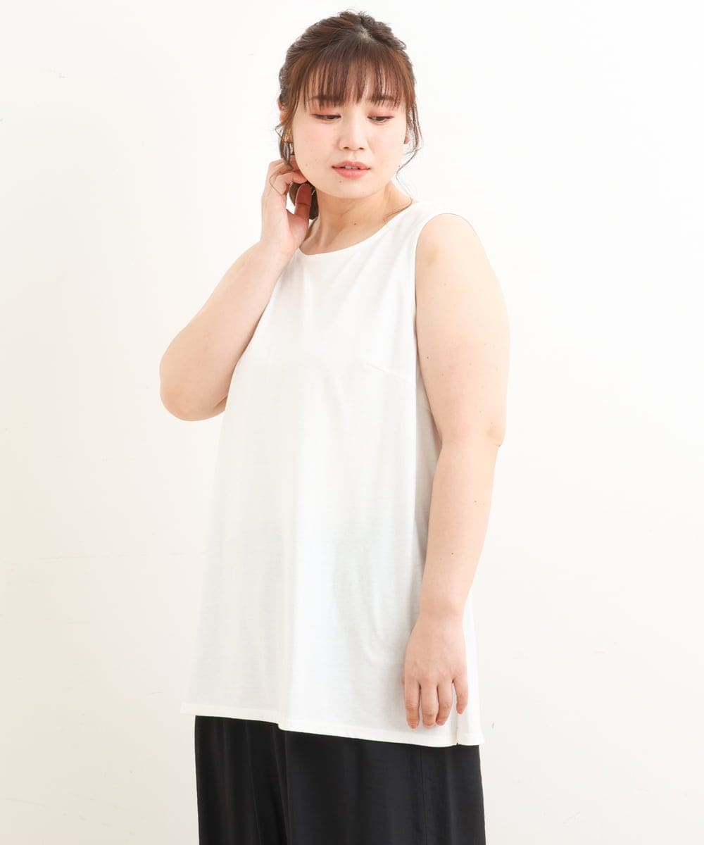 OLKFS15080 eur3(エウルキューブ) 【大きいサイズ/2点セット】シアートップス＆タンクトップセット アイボリー(80)