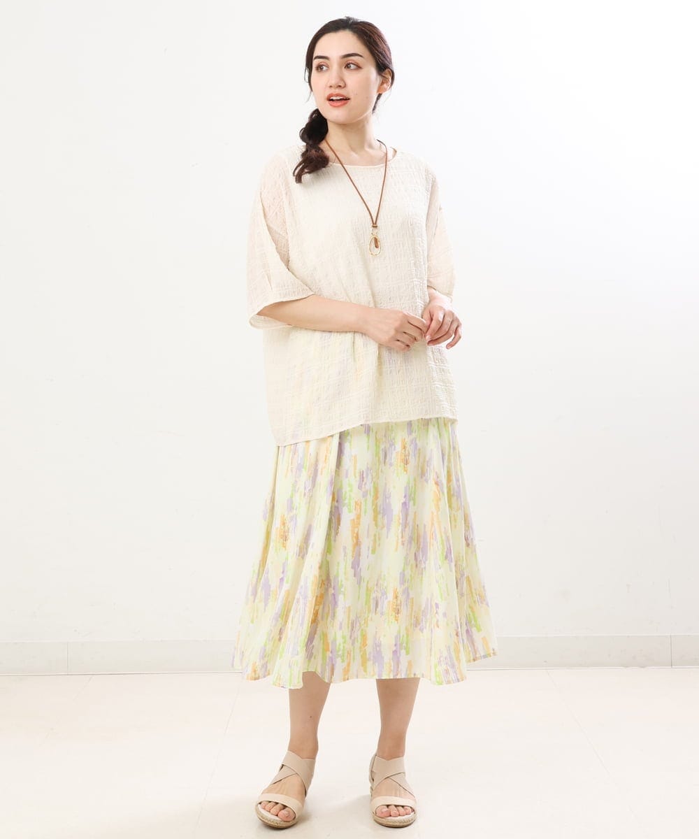 OLKFS15080 eur3(エウルキューブ) 【大きいサイズ/2点セット】シアートップス＆タンクトップセット アイボリー(80)