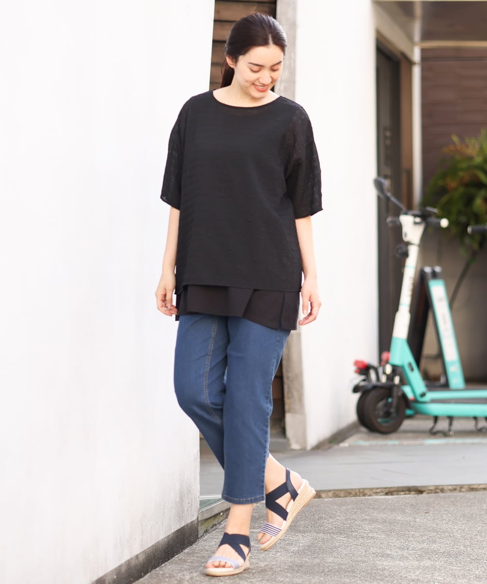 OLKFS15080 eur3(エウルキューブ) 【大きいサイズ/2点セット】シアートップス＆タンクトップセット ブラック(94)