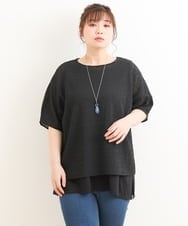 OLKFS15080 eur3(エウルキューブ) 【大きいサイズ/2点セット】シアートップス＆タンクトップセット ブラック(94)