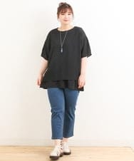 OLKFS15080 eur3(エウルキューブ) 【大きいサイズ/2点セット】シアートップス＆タンクトップセット ブラック(94)