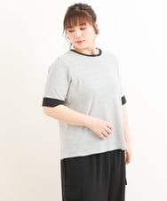 OLKFS16070 eur3(エウルキューブ) 【大きいサイズ】テレコボーダーカットソー ホワイト(90)