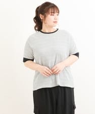 OLKFS16070 eur3(エウルキューブ) 【大きいサイズ】テレコボーダーカットソー ホワイト(90)