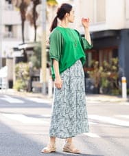 OLKFS17070 eur3(エウルキューブ) 【大きいサイズ】異素材スリーブカットソー グリーン(35)