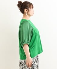 OLKFS17070 eur3(エウルキューブ) 【大きいサイズ】異素材スリーブカットソー グリーン(35)