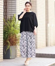 OLKFS17070 eur3(エウルキューブ) 【大きいサイズ】異素材スリーブカットソー ブラック(94)