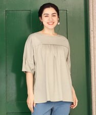 OLKFS18080 eur3(エウルキューブ) 【雑誌掲載】【大きいサイズ】バック切り替えジャージーカットソー カーキ(36)