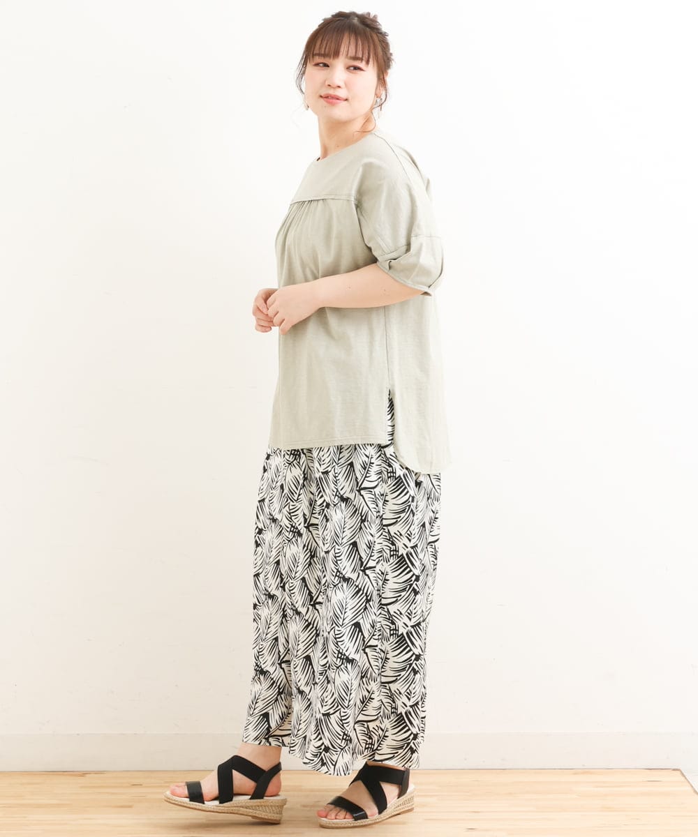OLKFS18080 eur3(エウルキューブ) 【雑誌掲載】【大きいサイズ】バック切り替えジャージーカットソー カーキ(36)