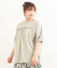 OLKFS18080 eur3(エウルキューブ) 【雑誌掲載】【大きいサイズ】バック切り替えジャージーカットソー カーキ(36)