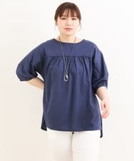 OLKFS18080 eur3(エウルキューブ) 【雑誌掲載】【大きいサイズ】バック切り替えジャージーカットソー ネイビー(57)(WEB限定カラー)